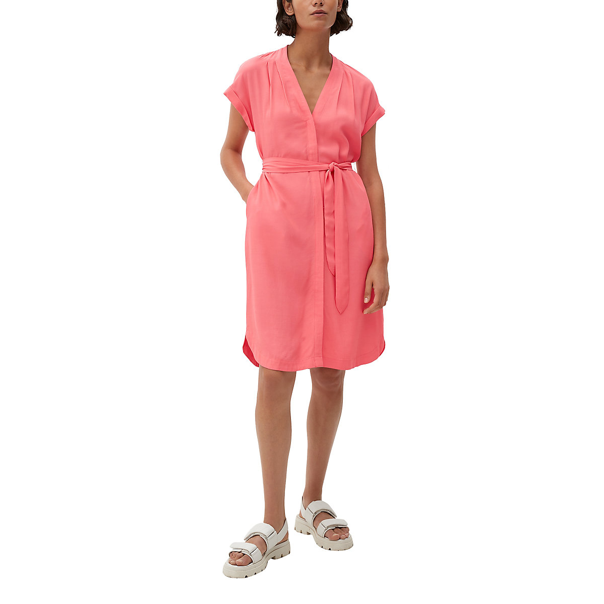 s.Oliver BLACK LABEL Viskosekleid mit Gürtel Jerseykleider pink