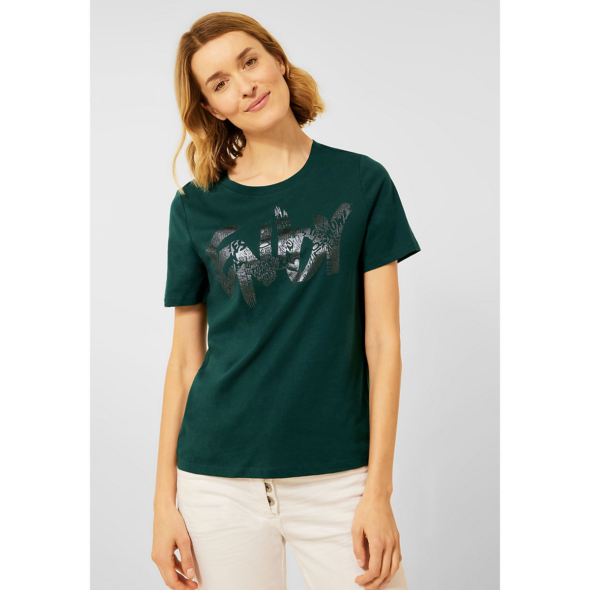 CECIL T-Shirt mit Fotoprint dunkelgrün