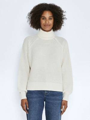 NOISY MAY Langarm Stehkragen Strickpullover NMTIMMY weiß