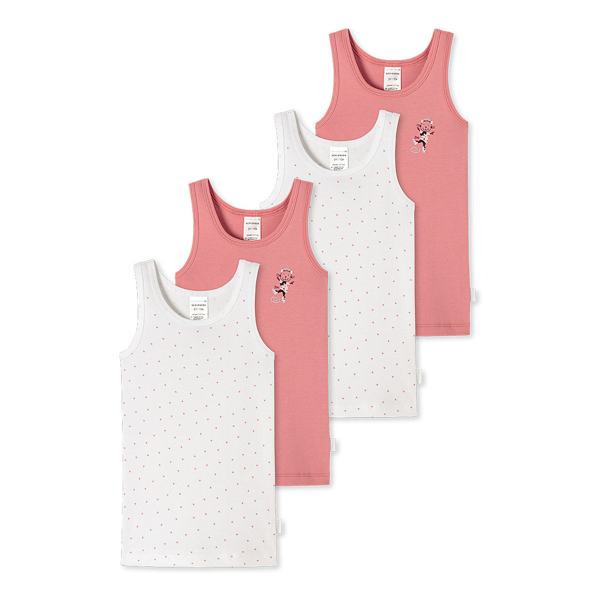 SCHIESSER Unterhemd / Tanktop 4er Pack Feinripp Organic Cotton Unterhemden für Mädchen rosa