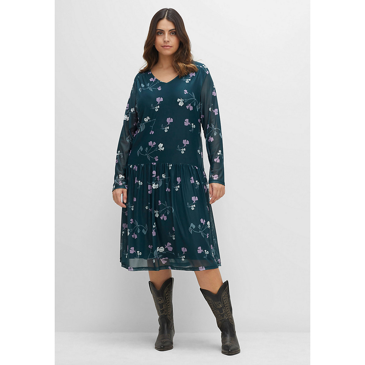 sheego Meshkleid Kleider dunkelgrün sheego Meshkleid Kleider dunkelgrün