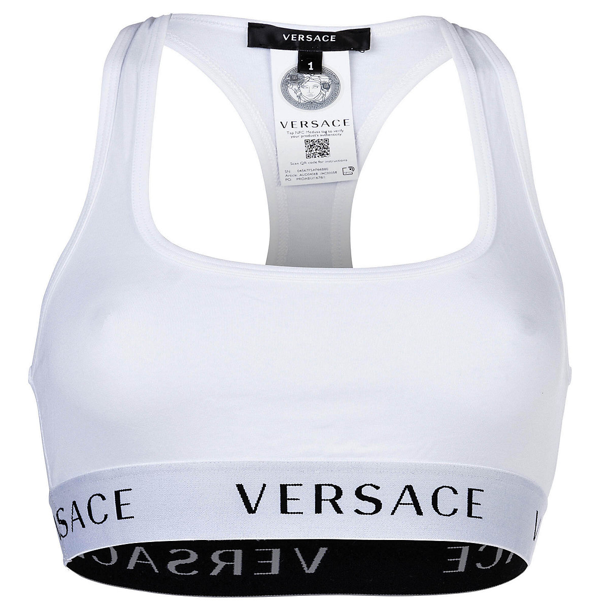 Versace Jeans Versace VERSACE Damen Bustier Unterwäsche Bralette Bra Baumwolle Logobund einfarbig Bustiers weiß