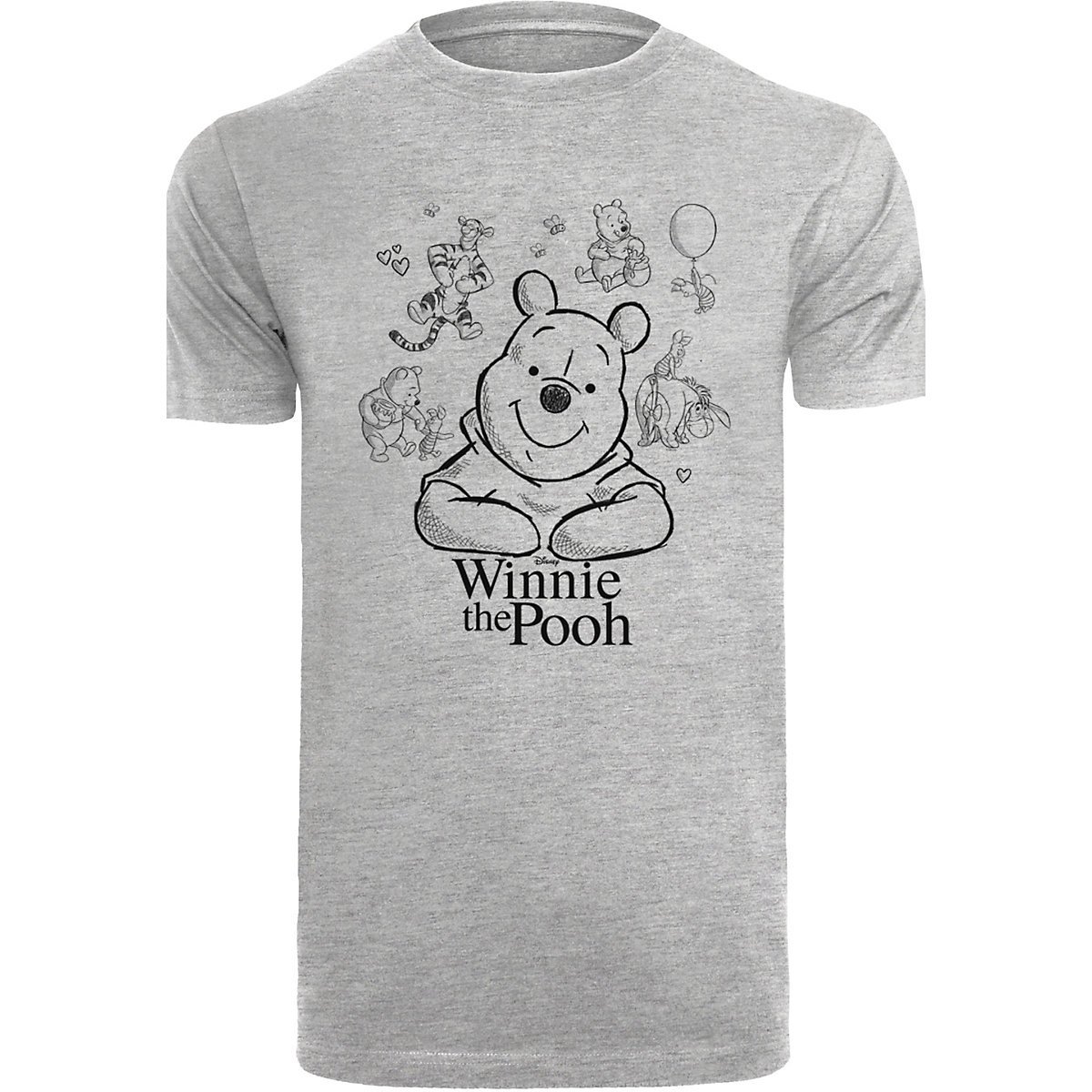 F4NT4STIC Disney Winnie Puuh Der Bär Collage Sketch T-Shirts grau