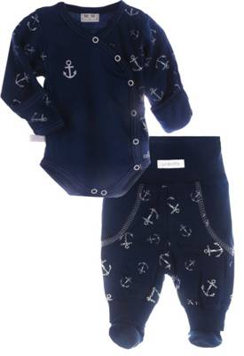 La Bortini Body und Hose 2Tlg. Baby Anzug Wickelbodys für Kinder blau