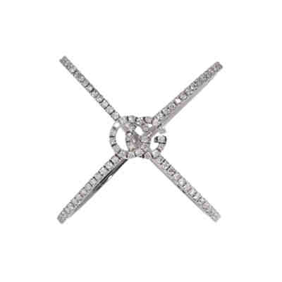 Gucci Ring X-Form mit 108 Diamanten 0,30 ct. 750 Weißgold Ringe
