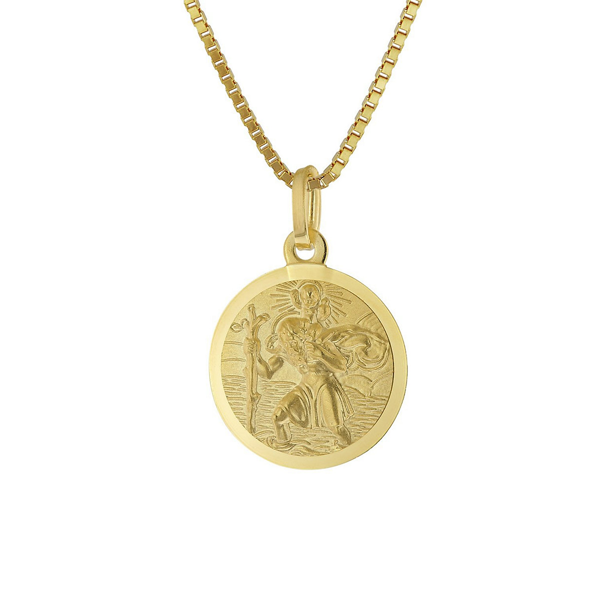 trendor Christophorus Anhänger Gold 333 mit vergoldeter Silber-Halskette Halsketten gold