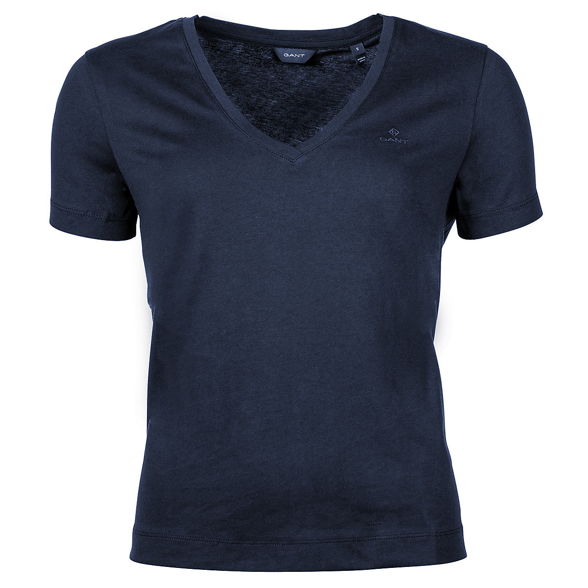 GANT Damen T-Shirt Original V-Neck SS T-Shirt Baumwolle kurzarm T-Shirts blau