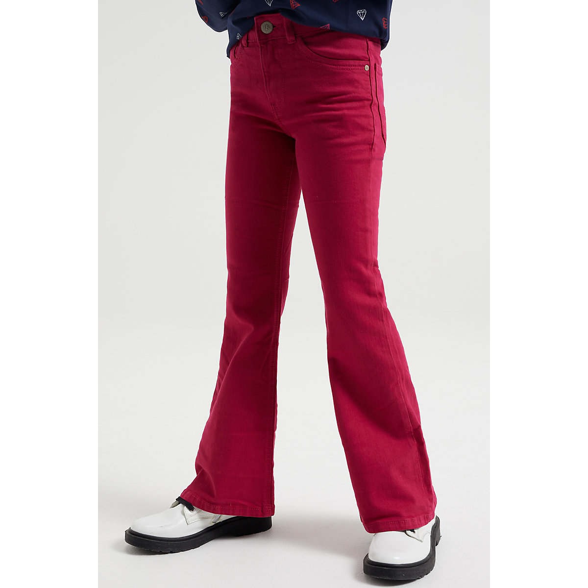 WE Fashion Mädchen-Flared-Jeans mit Stretch Stoffhosen für Mädchen rosa