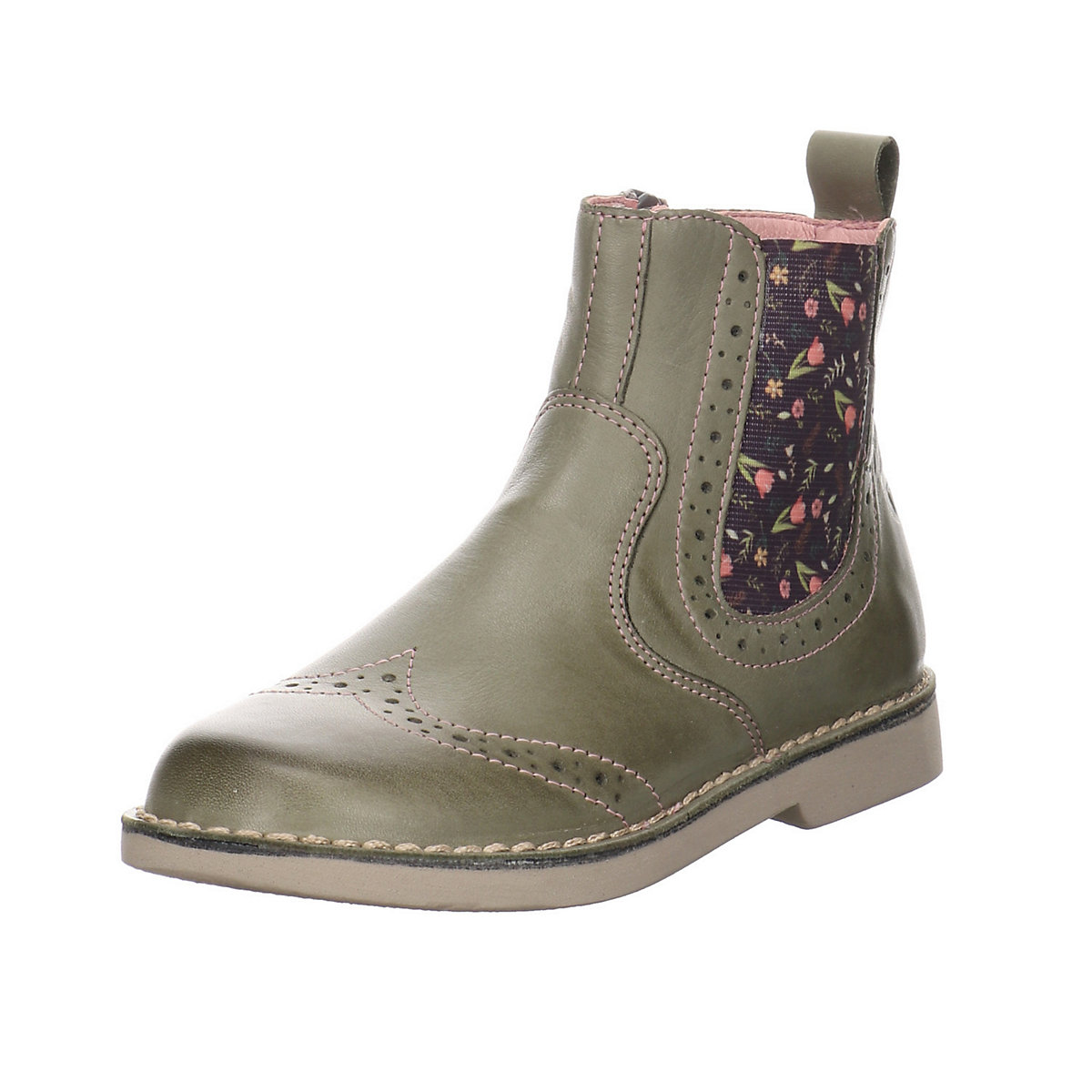 RICOSTA Mädchen Stiefel Schuhe Dallas Chelsea Boots Kinderschuhe Glattleder geblümt Stiefel grün