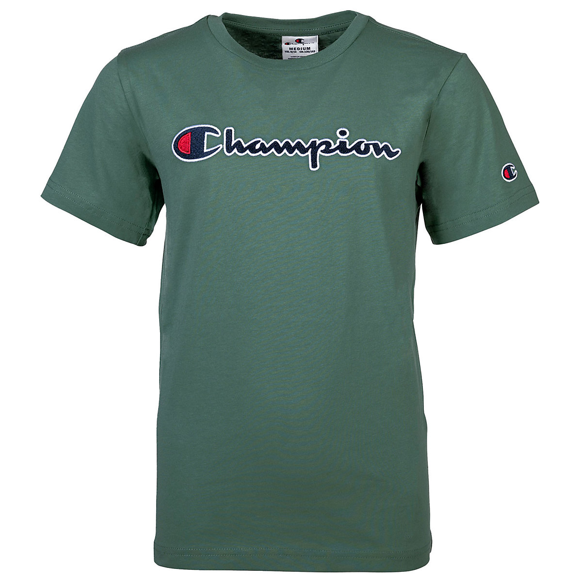Champion Kinder Unisex T-Shirt Oberteil Rundhals Baumwolle Logo einfarbig T-Shirts für Kinder grün