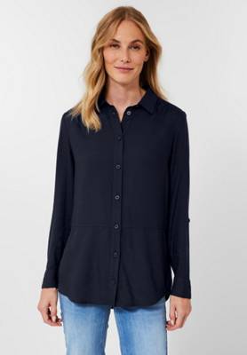 CECIL Longbluse in Unifarbe dunkelblau