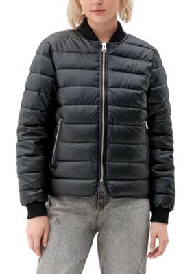 QS by s.Oliver Steppblouson in Leder-Optik Outdoorjacken schwarz