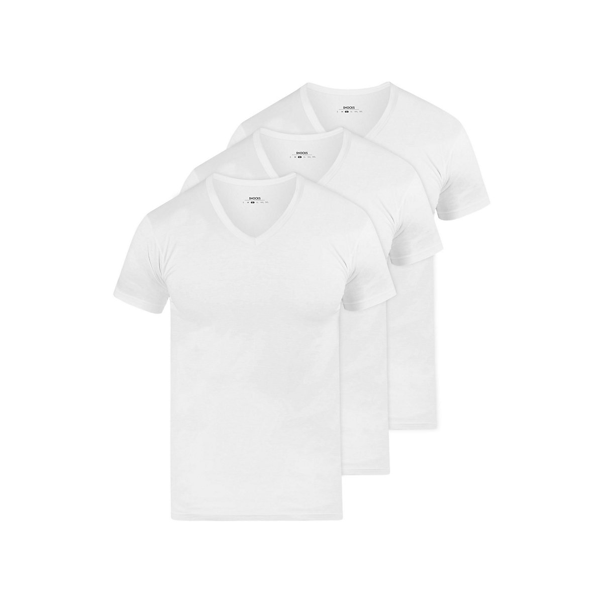 SNOCKS T Shirt mit V-Ausschnitt weiß