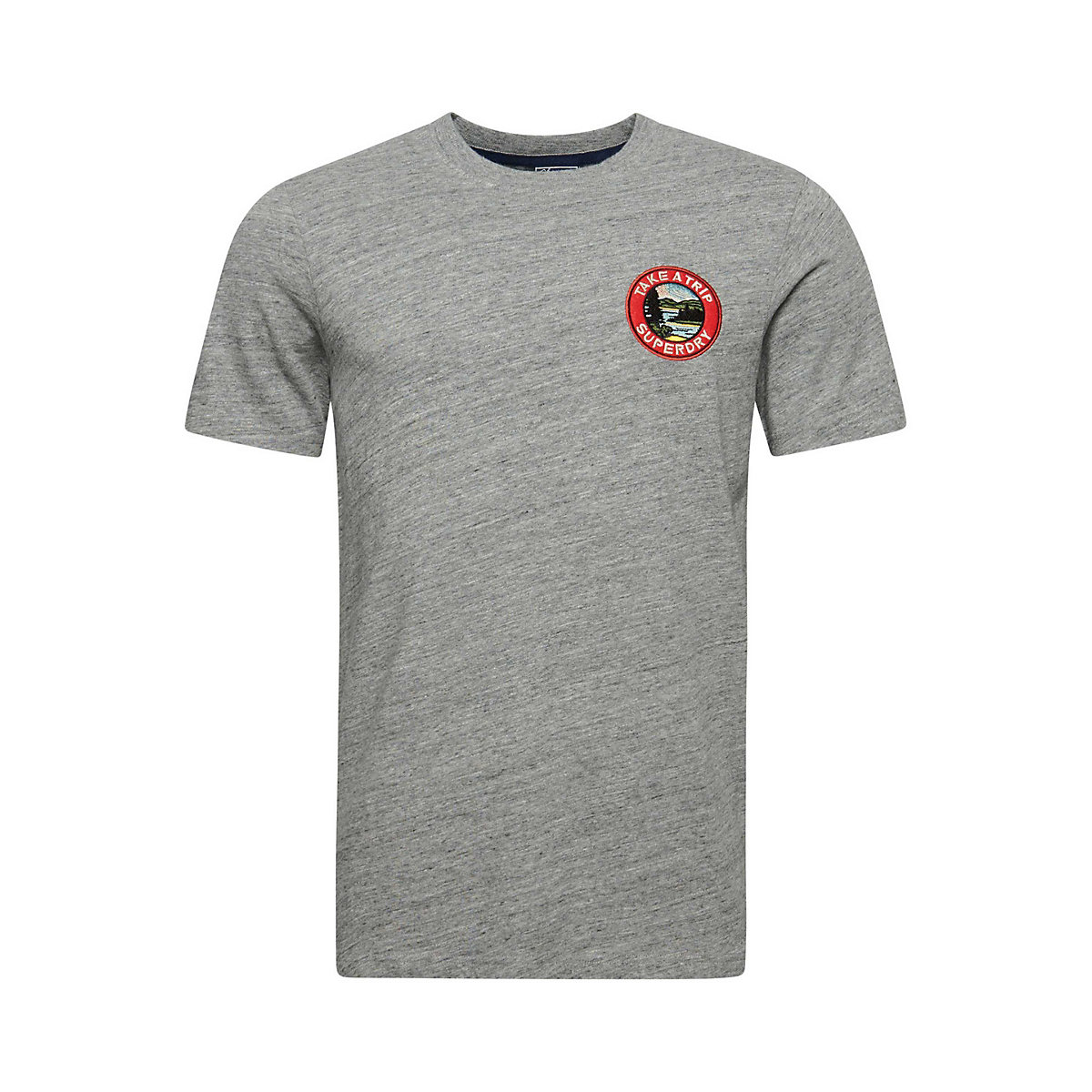 Superdry Herren T-Shirt VINTAGE TRAVEL TEE Logo Rundhals einfarbig T-Shirts grau