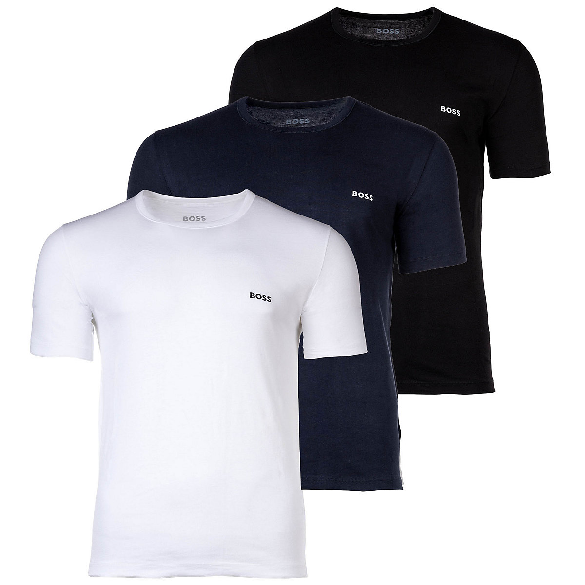 BOSS Herren T-Shirt 3er Pack RN 3P Classic Rundhals Kurzarm Cotton uni T-Shirts schwarz/blau
