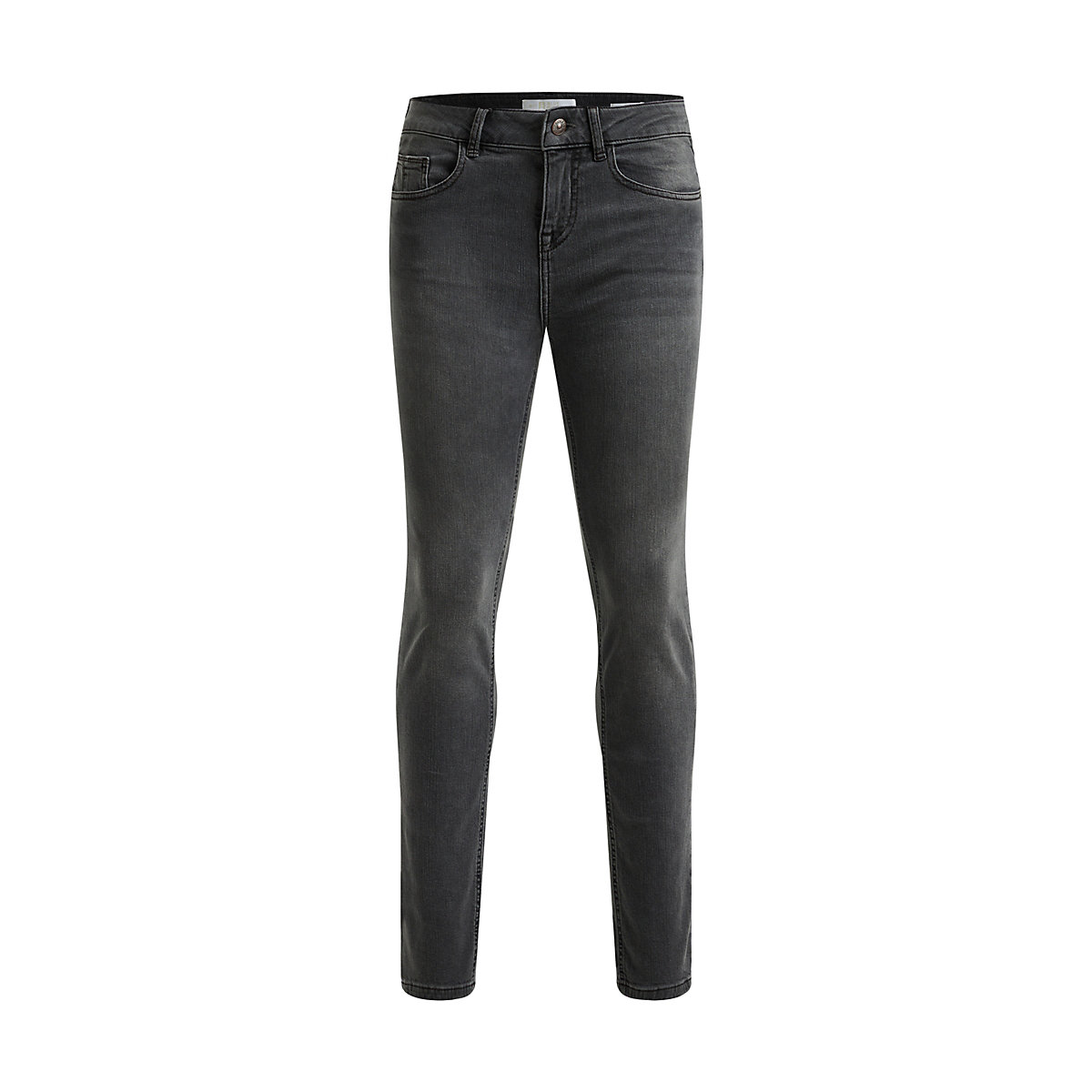 WE Fashion Damen-Slim-Fit-Jeans mit normaler Bundhöhe Curve Jeanshosen grau