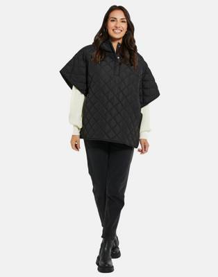 THREADBARE Threadbare Jacke THB Charlie Quilted Poncho Outdoorjacken AdultW schwarz