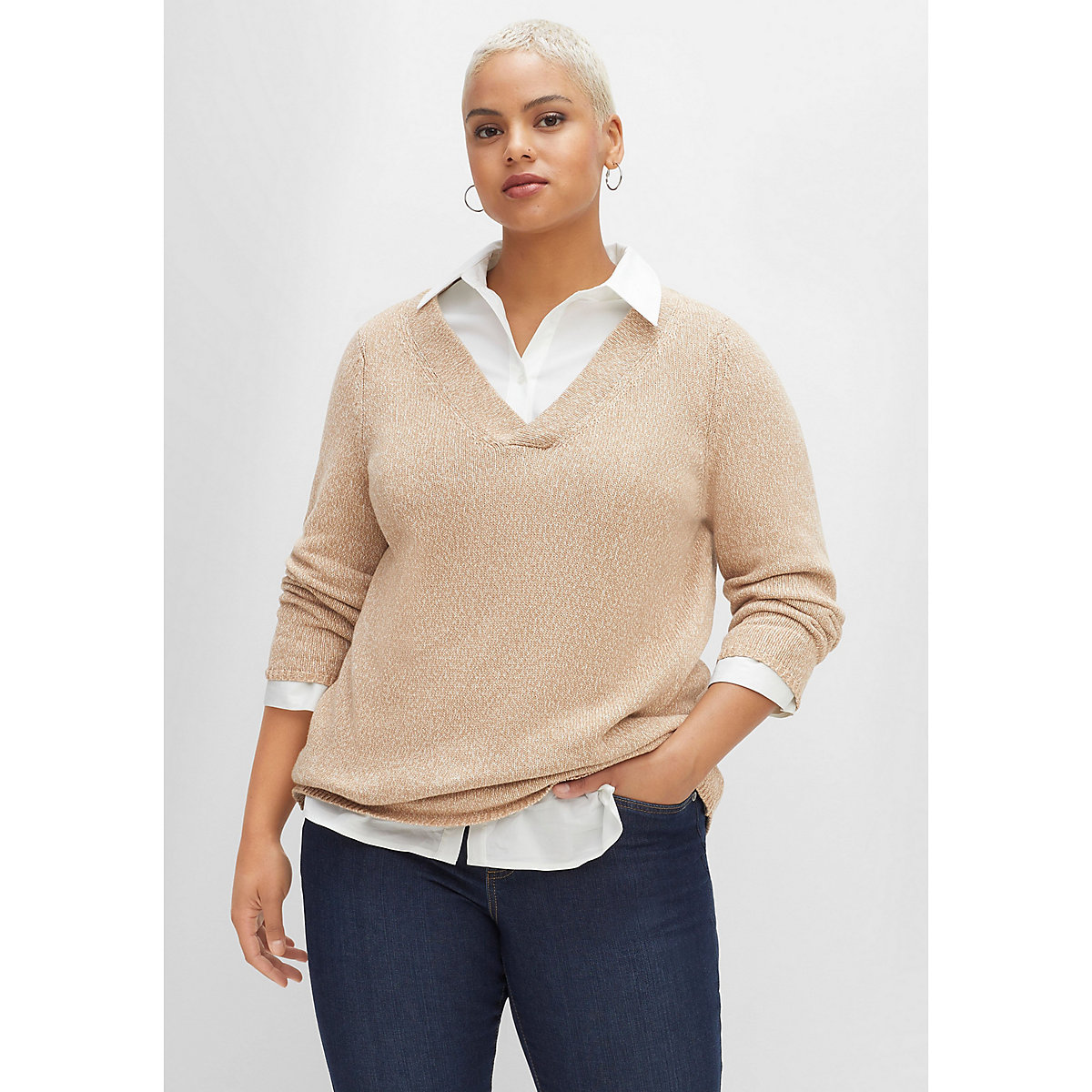 sheego Pullover Pullover beige