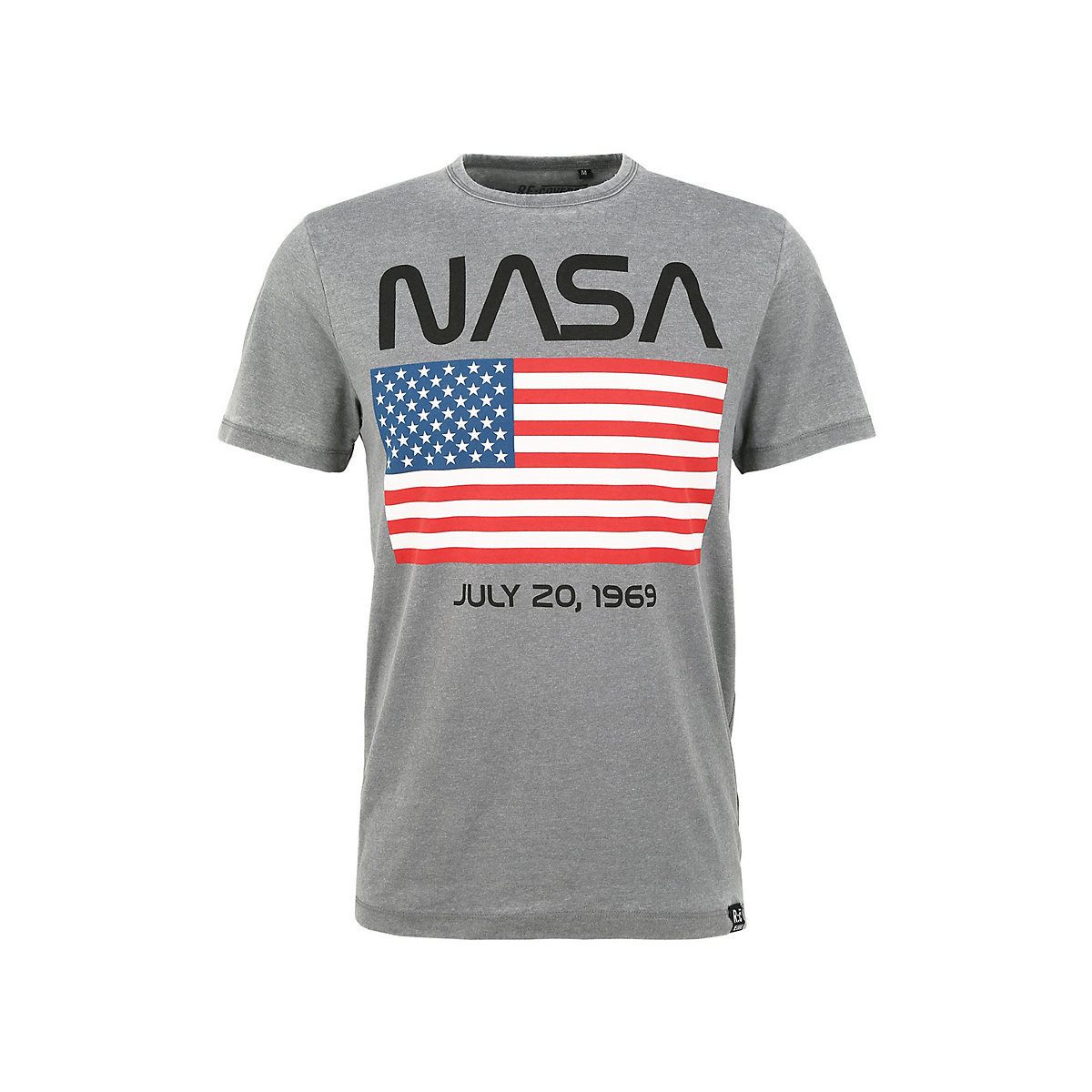 NASA Recovered T-Shirt NASA Moon Landing Date USA Flag Light Grey T-Shirts AdultM hellgrau