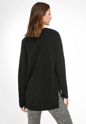 Peter Hahn Strick-V-Pullover viscose Pullover schwarz/grau OY8811