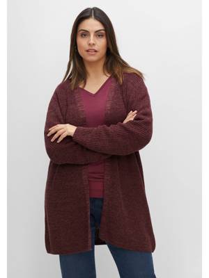 sheego Longstrickjacke Strickjacken weinrot