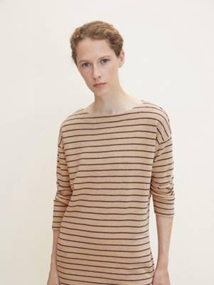 TOM TAILOR Kleider & Jumpsuits Gestreiftes Kleid Jerseykleider anthrazit/beige