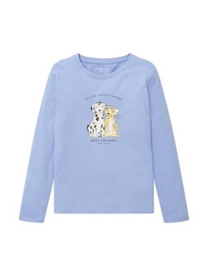 TOM TAILOR T-Shirt Langarmshirt mit Print  Langarmshirts flieder