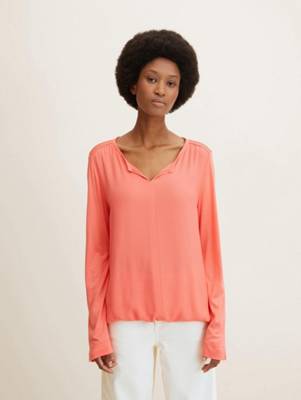 TOM TAILOR T-Shirt Shirt mit Materialmix T-Shirts rot