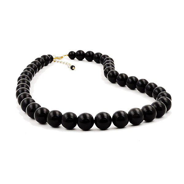 Kette Perle 12mm, schwarz-glanz Halsketten