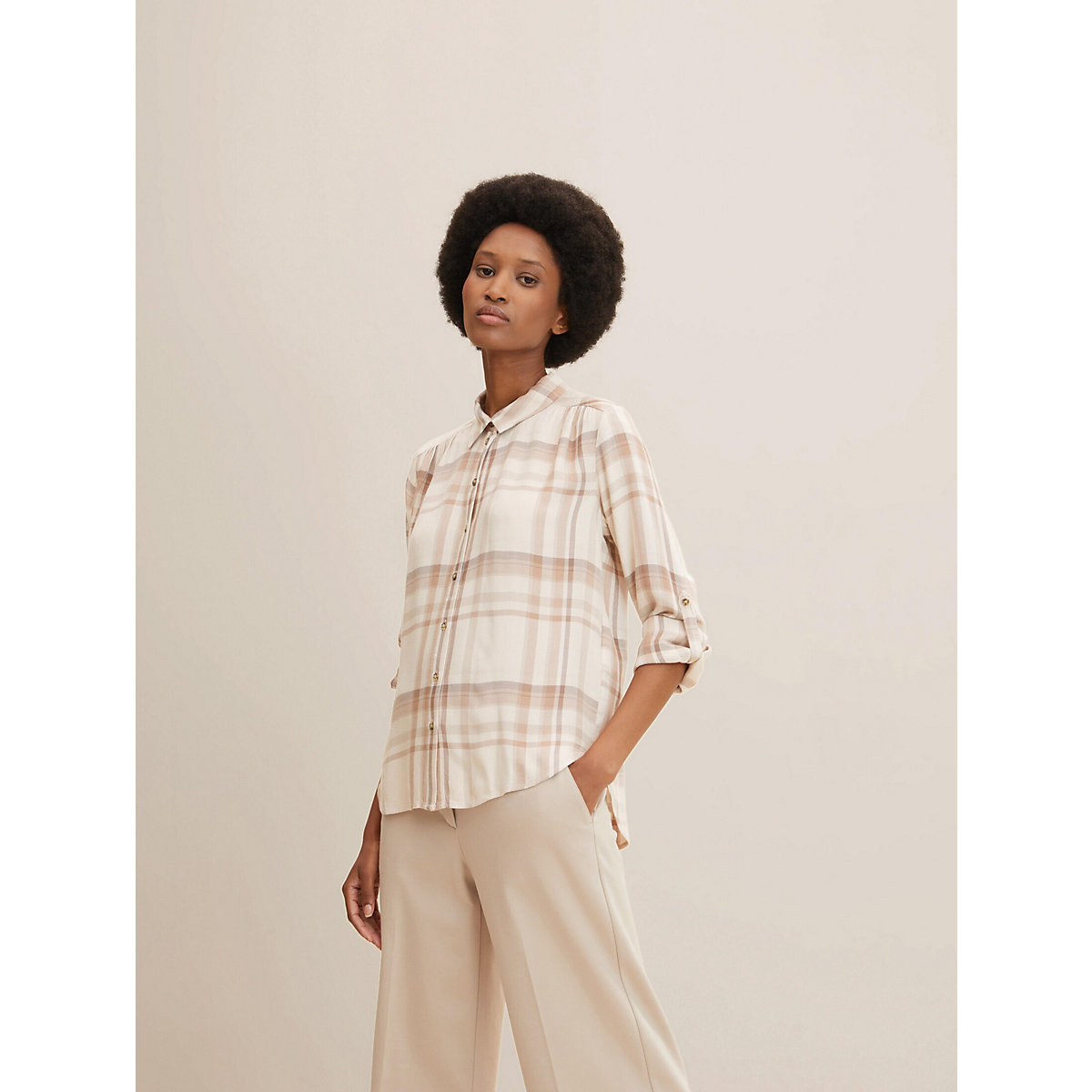 TOM TAILOR Blusen & Shirts Bluse Langarmblusen beige TOM TAILOR Blusen & Shirts Bluse Langarmblusen beige