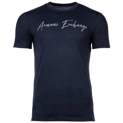 Emporio Armani Baumwolle T-Shirt mit Logo-Stickerei in Blau für Herren Herren Bekleidung T-Shirts Kurzarm T-Shirts 