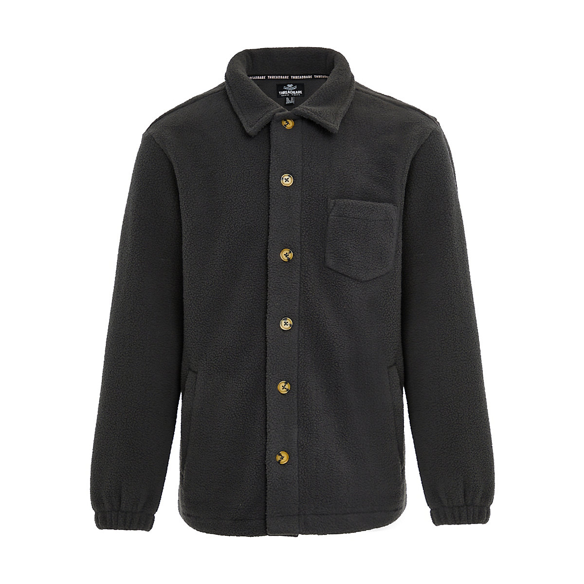 THREADBARE Threadbare Jacke THB Fleece Button Through Borg Alfred Übergangsjacken AdultM grau