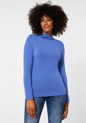 Street One Basic Shirt in Unifarbe blau