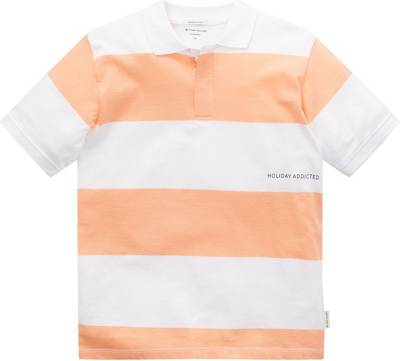 TOM TAILOR Poloshirts Gestreiftes Poloshirt Poloshirts orange/weiß