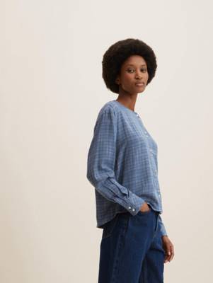 TOM TAILOR Blusen & Shirts Loose Fit Bluse  Langarmblusen blau-kombi