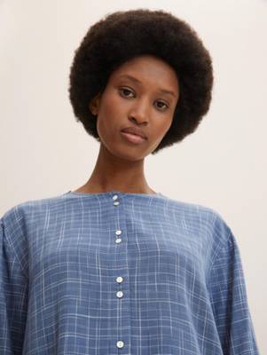 TOM TAILOR Blusen &amp; Shirts Loose Fit Bluse  Langarmblusen blau-kombi
