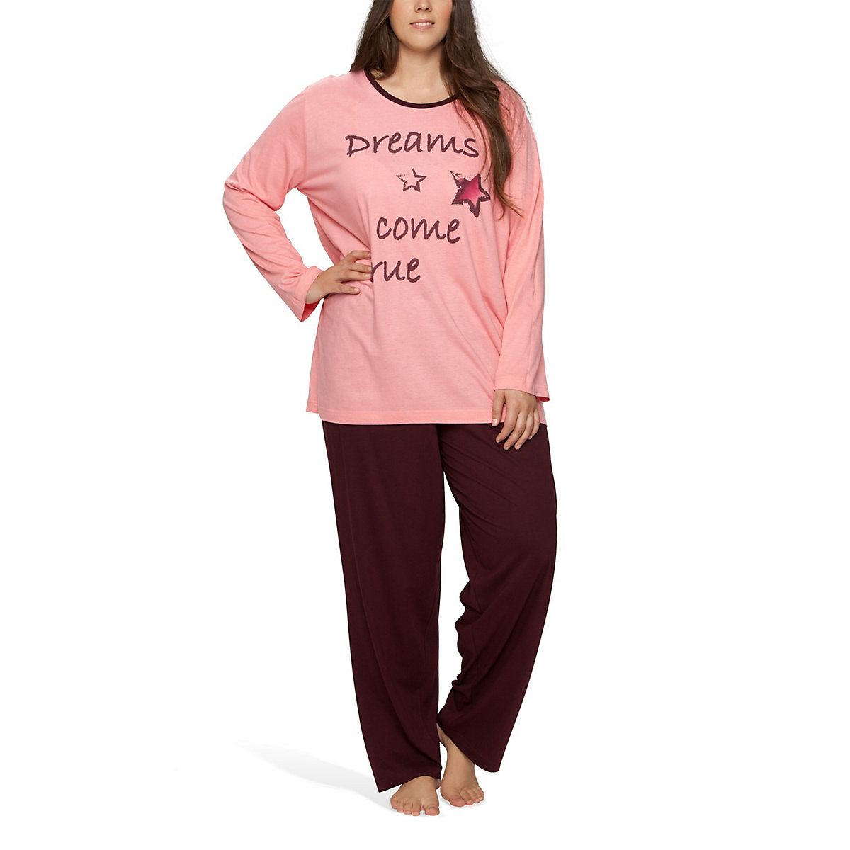 Moonline Schlafanzug mit Motivdruck rosa