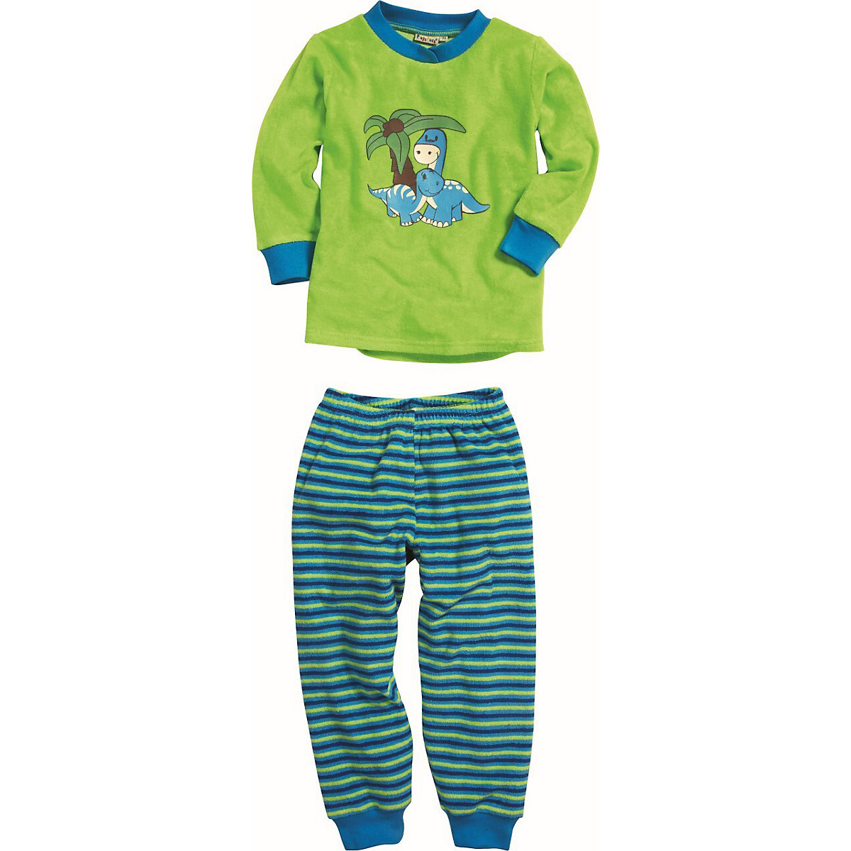 Playshoes Schlafanzug Frottee Dino Schlafanzüge für Jungen grün