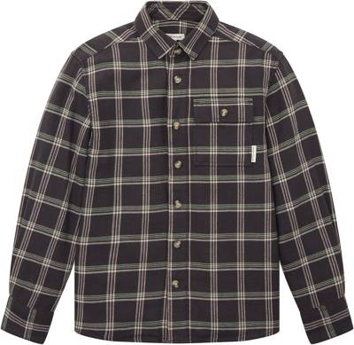 TOM TAILOR Blusen & Shirts Hemd mit Karomuster Langarmhemden dunkelgrau