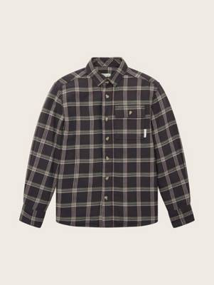 TOM TAILOR Blusen &amp; Shirts Hemd mit Karomuster Langarmhemden dunkelgrau