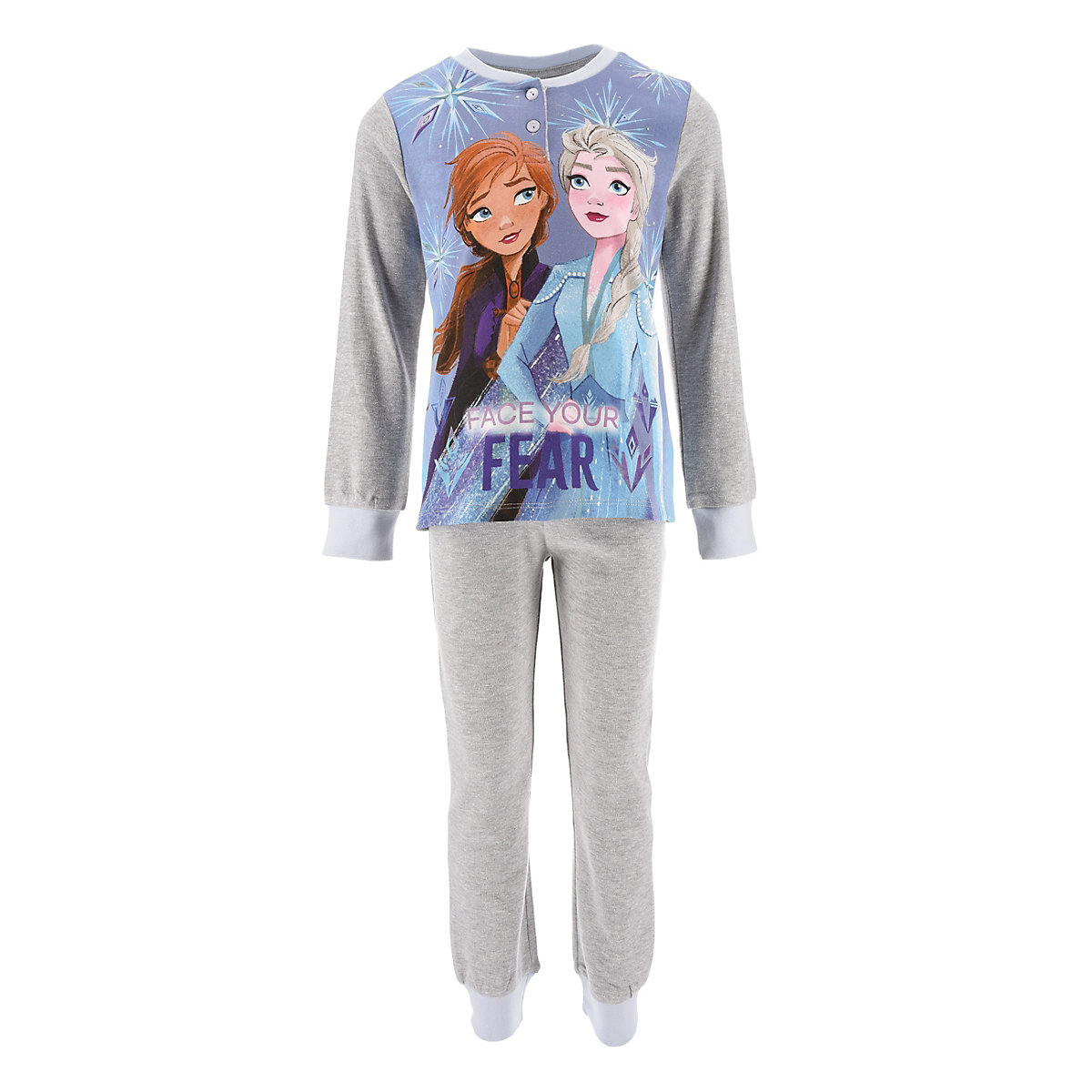 Disney Die Eiskönigin Frozen Die Eiskönigin Schlafanzug Pyjama Langarm Shirt + Schlaf-Hose grau