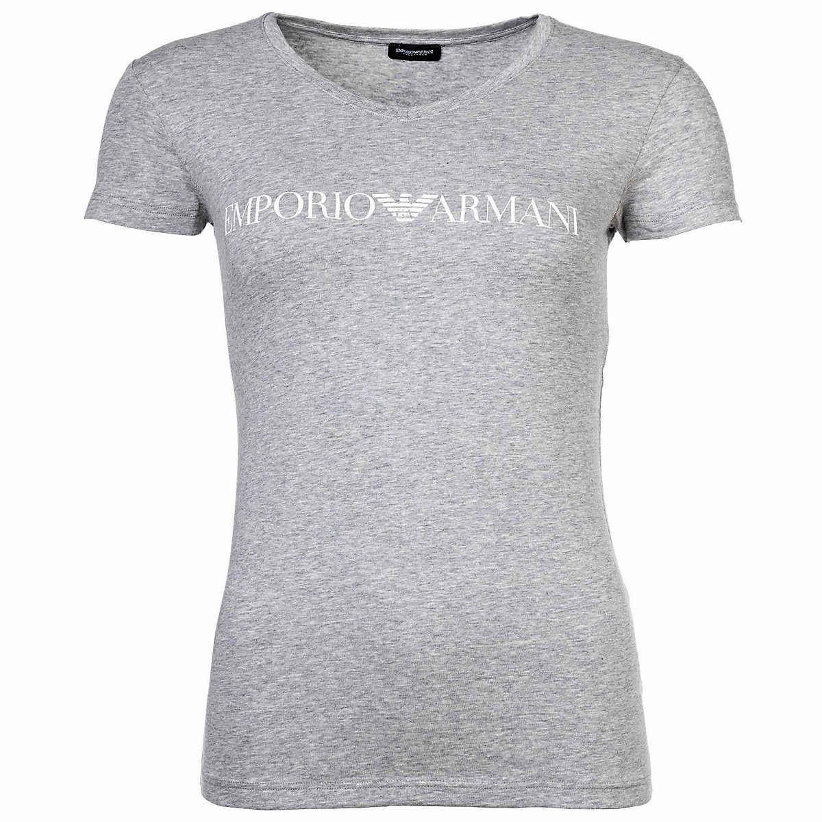 Emporio Armani Damen T-Shirt V-Neck Kurzarm Loungewear Stretch Cotton T-Shirts grau