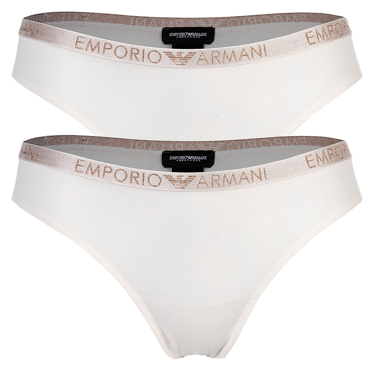 Emporio Armani Damen Brazilian Briefs 2er Pack Slips Stretch Cotton Slips creme