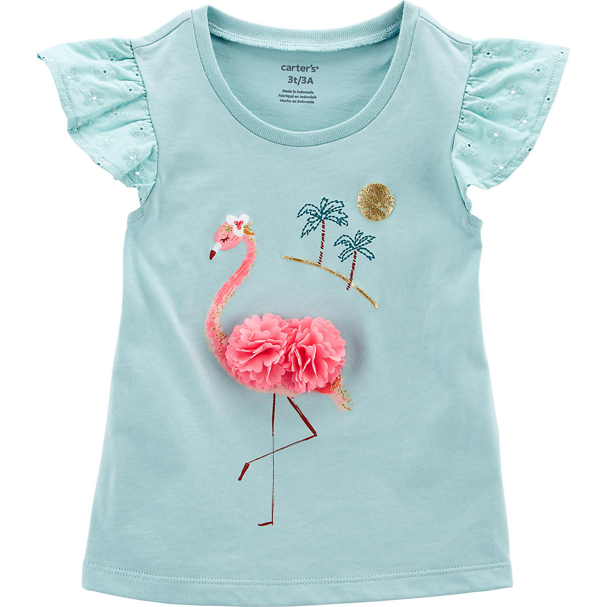 carter`s Baby T-Shirt für Mädchen Flamingos hellblau