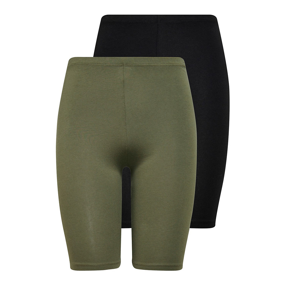 ONLY Shorts Leggings 2-er Stück Pack Fitness Radlerhose ONLLIVE schwarz/grün