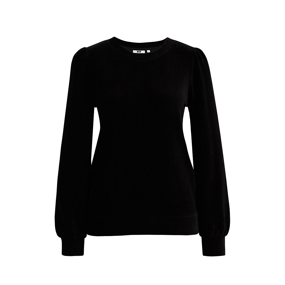 WE Fashion Damen-Sweatshirt in gerippter Samt-Optik Sweatshirts schwarz