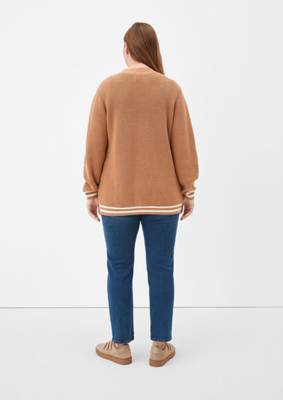 TRIANGLE Strickjacke mit Kontraststreifen Ponchos braun SE9058