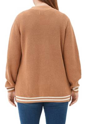 TRIANGLE Strickjacke mit Kontraststreifen Ponchos braun SE9058