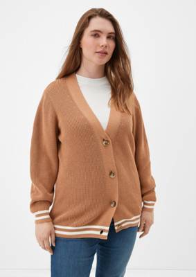 TRIANGLE Strickjacke mit Kontraststreifen Ponchos braun SE9058