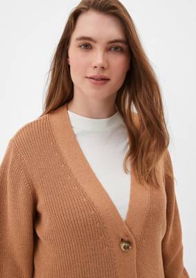 TRIANGLE Strickjacke mit Kontraststreifen Ponchos braun SE9058